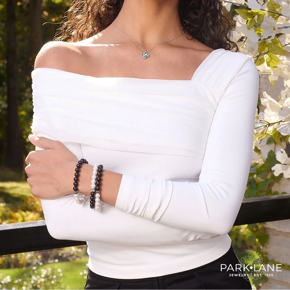 Park Lane Noir Black and White Beaded Bracelet | New